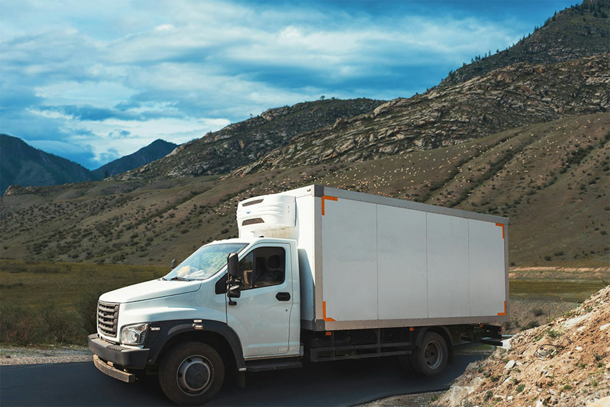 Truck driving in the mountains